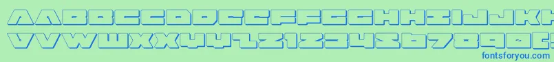 フォントbadaxe3d – 青い文字は緑の背景です。