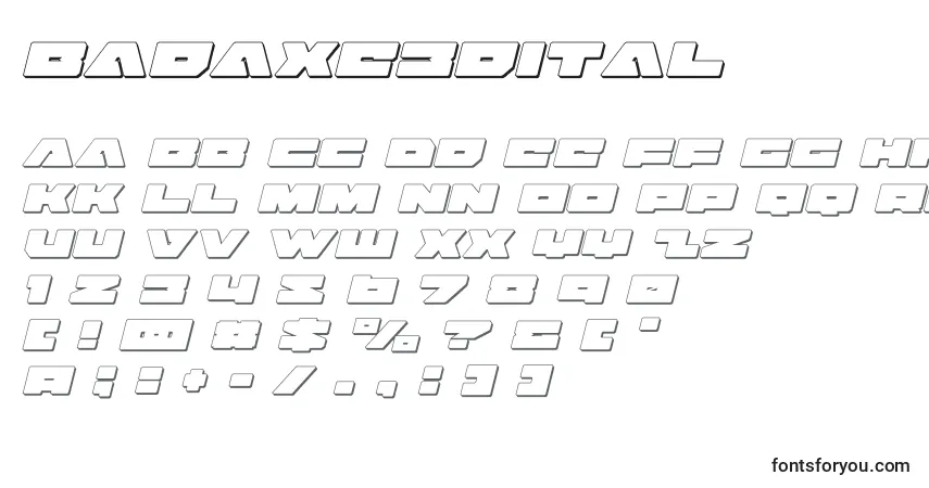 Badaxe3dital (120462)フォント–アルファベット、数字、特殊文字