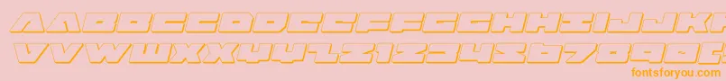 フォントbadaxe3dital – オレンジの文字がピンクの背景にあります。