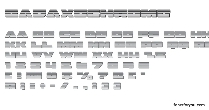 Schriftart Badaxechrome (120464) – Alphabet, Zahlen, spezielle Symbole