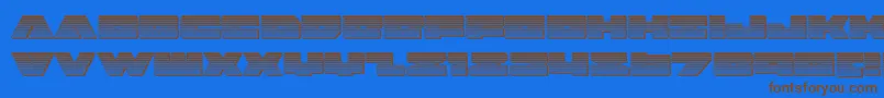 badaxechrome-Schriftart – Braune Schriften auf blauem Hintergrund