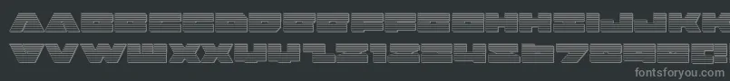 badaxechrome-fontti – harmaat kirjasimet mustalla taustalla