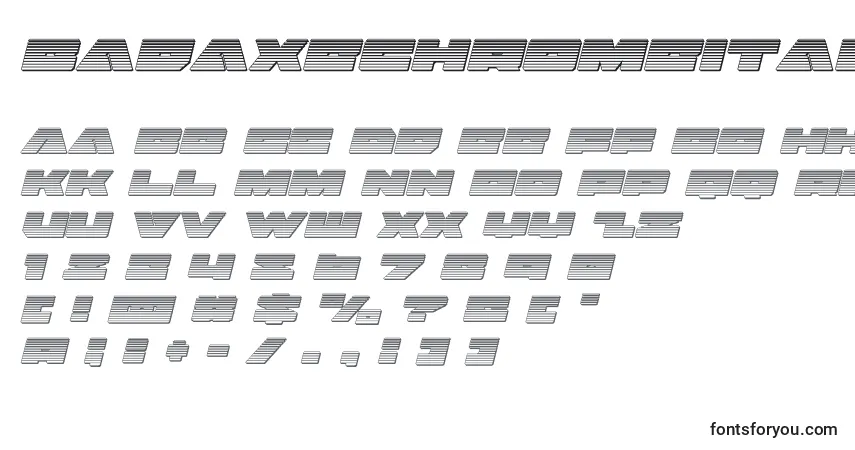 Badaxechromeital (120466)フォント–アルファベット、数字、特殊文字