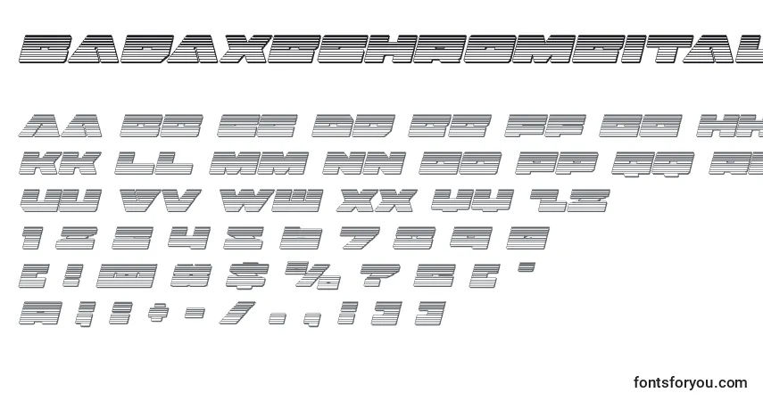 Badaxechromeital (120467)フォント–アルファベット、数字、特殊文字