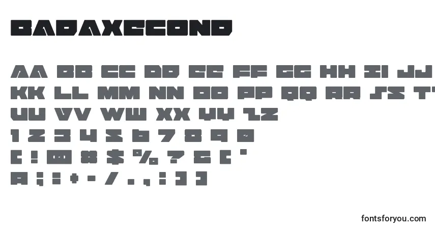 Schriftart Badaxecond (120468) – Alphabet, Zahlen, spezielle Symbole