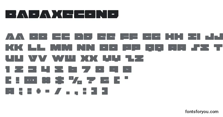 Schriftart Badaxecond (120469) – Alphabet, Zahlen, spezielle Symbole