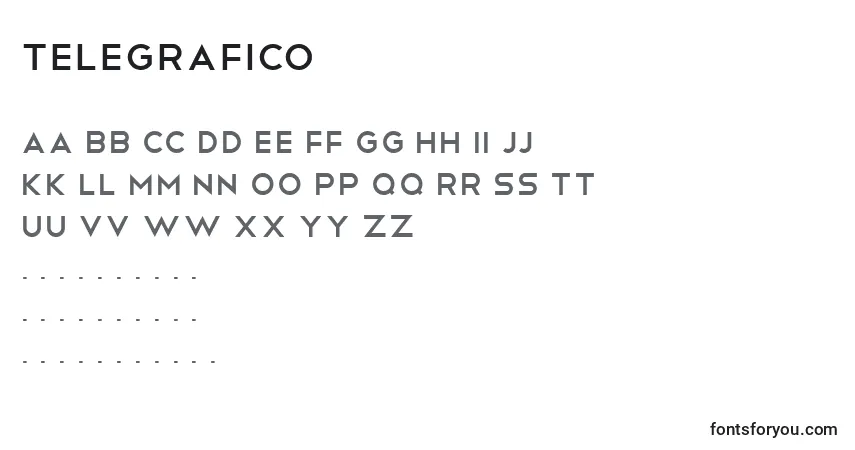 Schriftart Telegrafico – Alphabet, Zahlen, spezielle Symbole