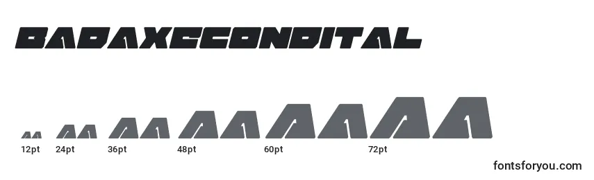Badaxecondital (120470) Font Sizes