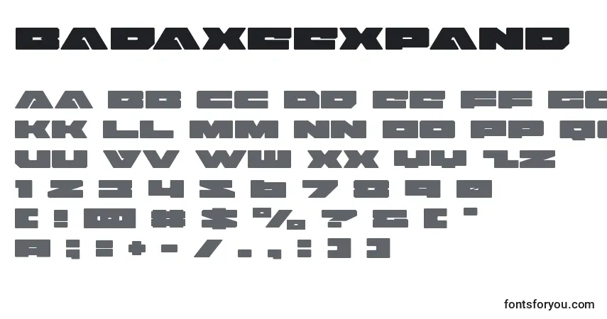 Czcionka Badaxeexpand (120473) – alfabet, cyfry, specjalne znaki
