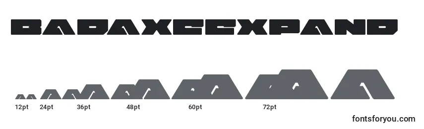 Размеры шрифта Badaxeexpand (120473)