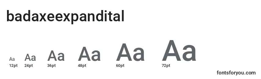 Размеры шрифта Badaxeexpandital (120475)