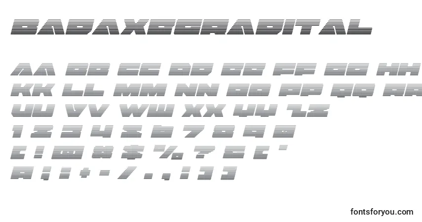 Schriftart Badaxegradital (120478) – Alphabet, Zahlen, spezielle Symbole