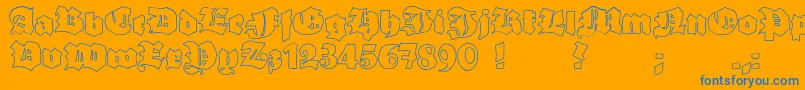 GrobehandO-Schriftart – Blaue Schriften auf orangefarbenem Hintergrund