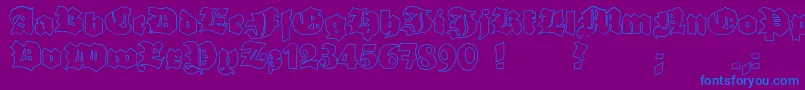 GrobehandO-Schriftart – Blaue Schriften auf violettem Hintergrund