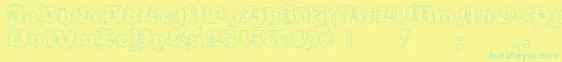 GrobehandO Font – Green Fonts on Yellow Background