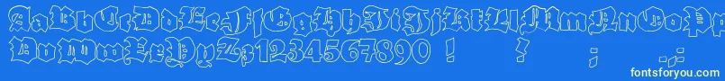 GrobehandO Font – Yellow Fonts on Blue Background