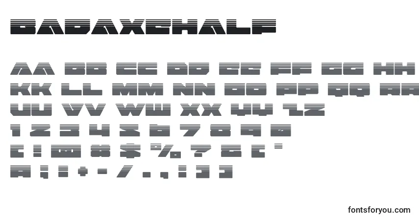 Badaxehalf (120480) Font – alphabet, numbers, special characters