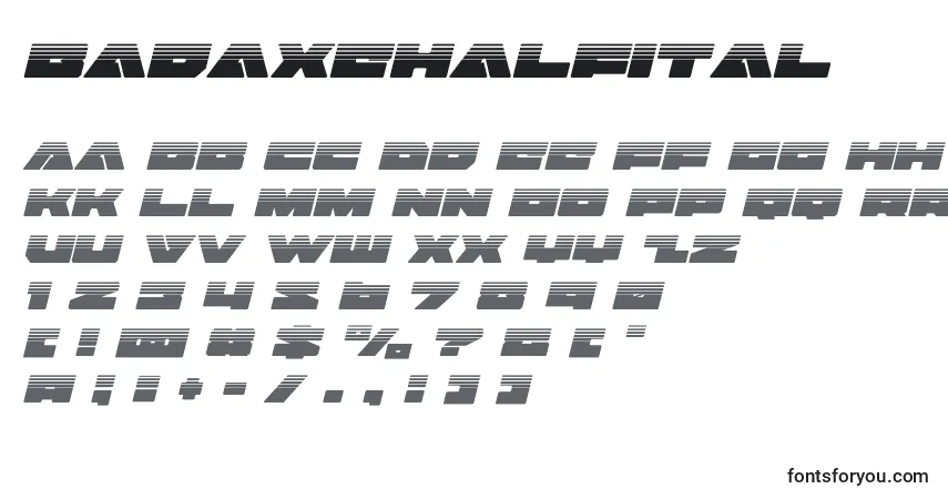 Шрифт Badaxehalfital (120482) – алфавит, цифры, специальные символы