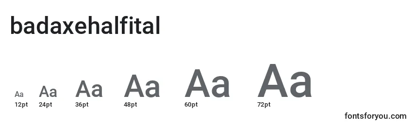 Размеры шрифта Badaxehalfital (120483)