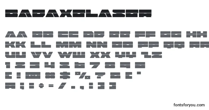 Badaxelaser (120486)フォント–アルファベット、数字、特殊文字