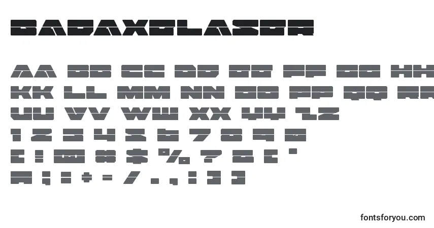 Badaxelaser (120487)-fontti – aakkoset, numerot, erikoismerkit