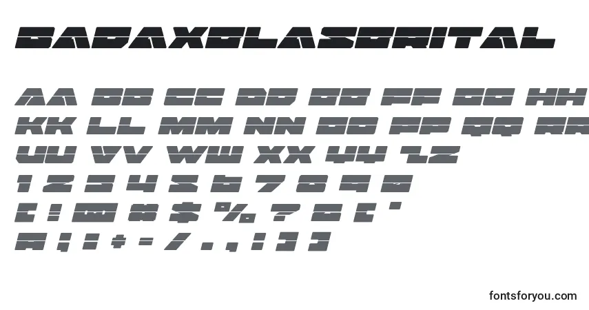 Badaxelaserital (120488)-fontti – aakkoset, numerot, erikoismerkit
