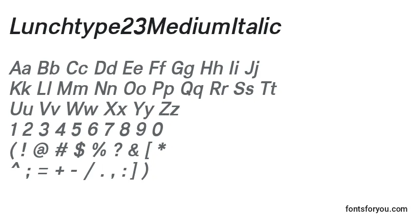 Шрифт Lunchtype23MediumItalic – алфавит, цифры, специальные символы