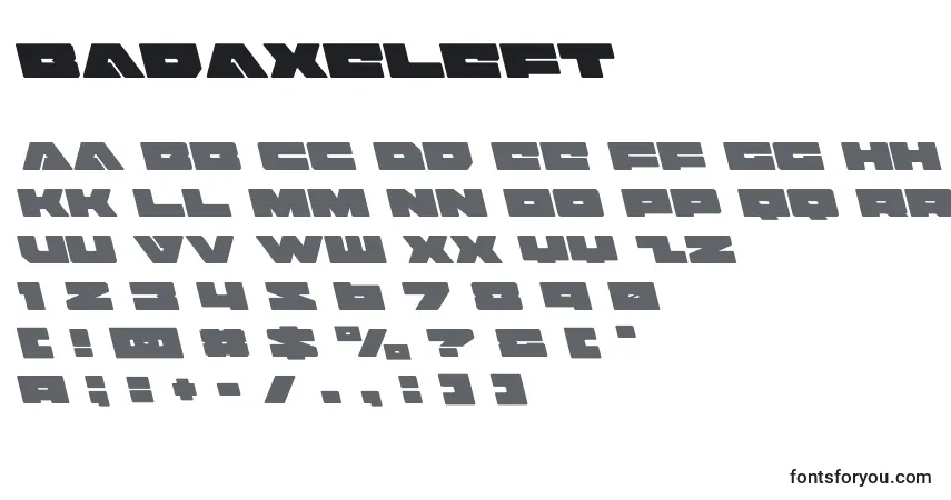 Badaxeleft (120490)フォント–アルファベット、数字、特殊文字