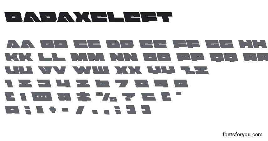 Schriftart Badaxeleft (120491) – Alphabet, Zahlen, spezielle Symbole