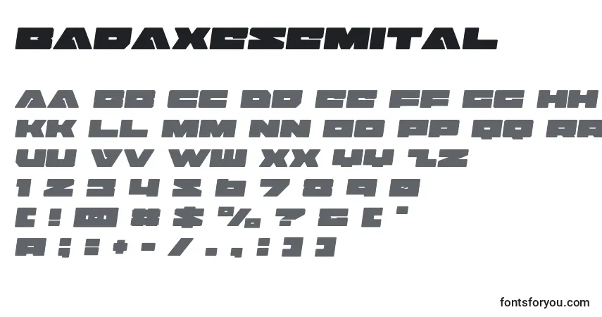 Badaxesemital (120492)フォント–アルファベット、数字、特殊文字