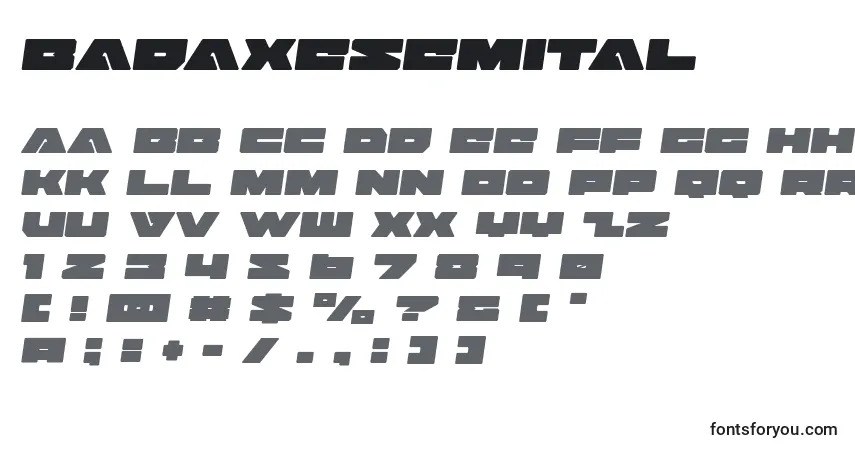 Badaxesemital (120493)フォント–アルファベット、数字、特殊文字