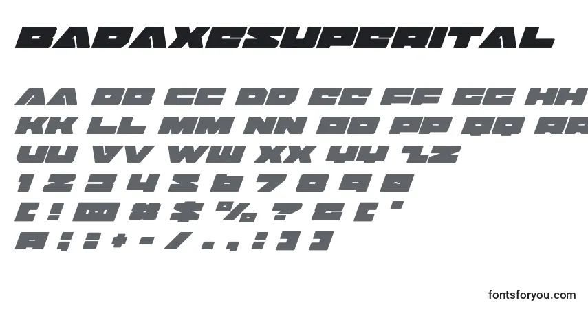 A fonte Badaxesuperital (120494) – alfabeto, números, caracteres especiais