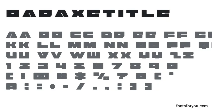 Schriftart Badaxetitle (120496) – Alphabet, Zahlen, spezielle Symbole