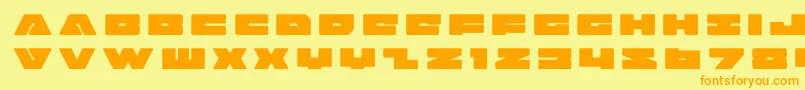 フォントbadaxetitle – オレンジの文字が黄色の背景にあります。