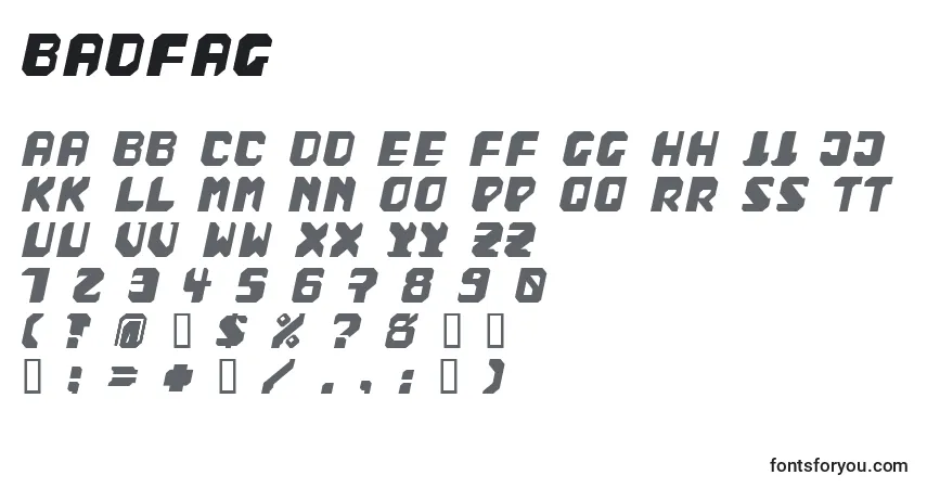 Czcionka BADFAG   (120498) – alfabet, cyfry, specjalne znaki