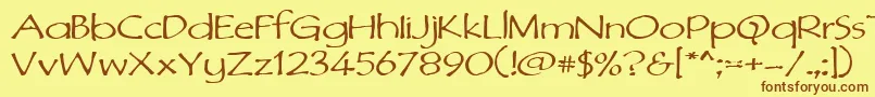 フォントDimurphic – 茶色の文字が黄色の背景にあります。