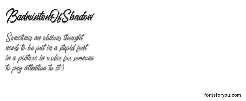 Review of the BadmintonOfShadow Font
