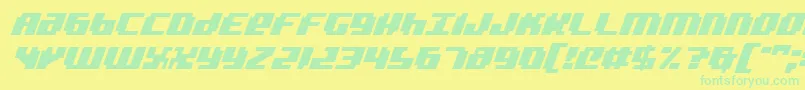 badroboti-Schriftart – Grüne Schriften auf gelbem Hintergrund