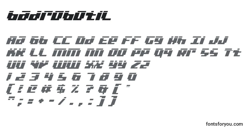 Schriftart Badrobotil (120503) – Alphabet, Zahlen, spezielle Symbole
