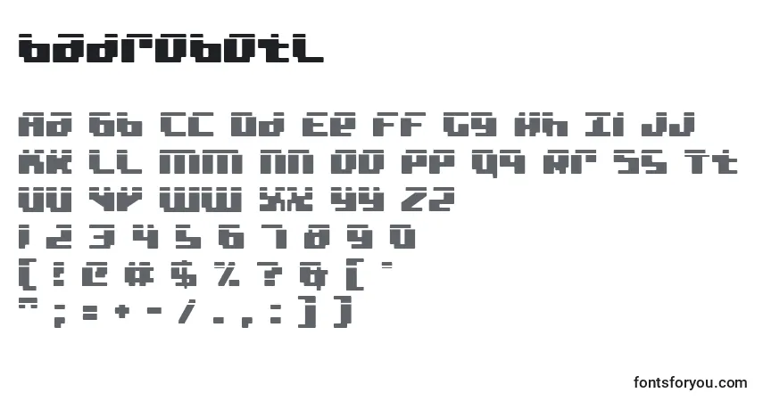 Шрифт Badrobotl – алфавит, цифры, специальные символы