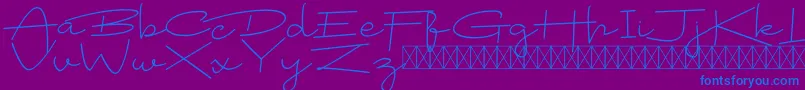 Badrudin Script Font – Blue Fonts on Purple Background