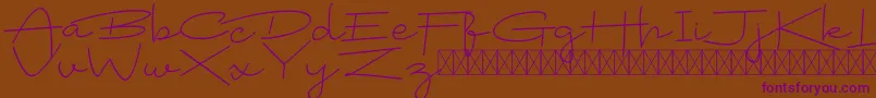 Badrudin Script Font – Purple Fonts on Brown Background
