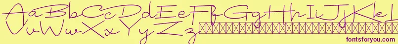 Badrudin Script Font – Purple Fonts on Yellow Background