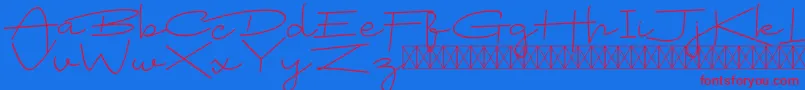 Fonte Badrudin Script – fontes vermelhas em um fundo azul