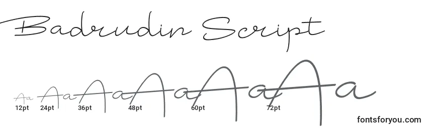 Badrudin Script Font Sizes
