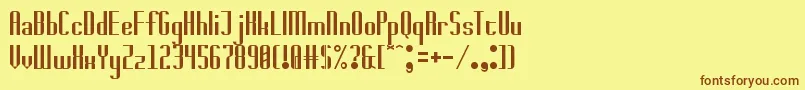 フォントbadwolf – 茶色の文字が黄色の背景にあります。