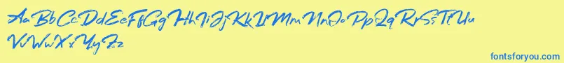 Bafora Regular Demo-Schriftart – Blaue Schriften auf gelbem Hintergrund