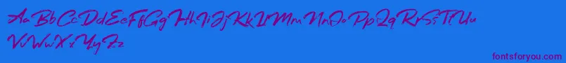 Bafora Regular Demo-Schriftart – Violette Schriften auf blauem Hintergrund