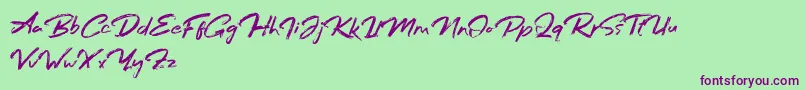 Bafora Regular Demo Font – Purple Fonts on Green Background