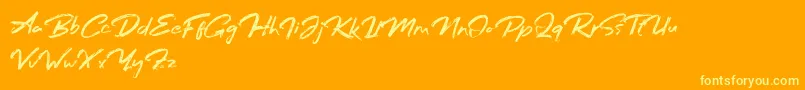 Bafora Regular Demo-Schriftart – Gelbe Schriften auf orangefarbenem Hintergrund
